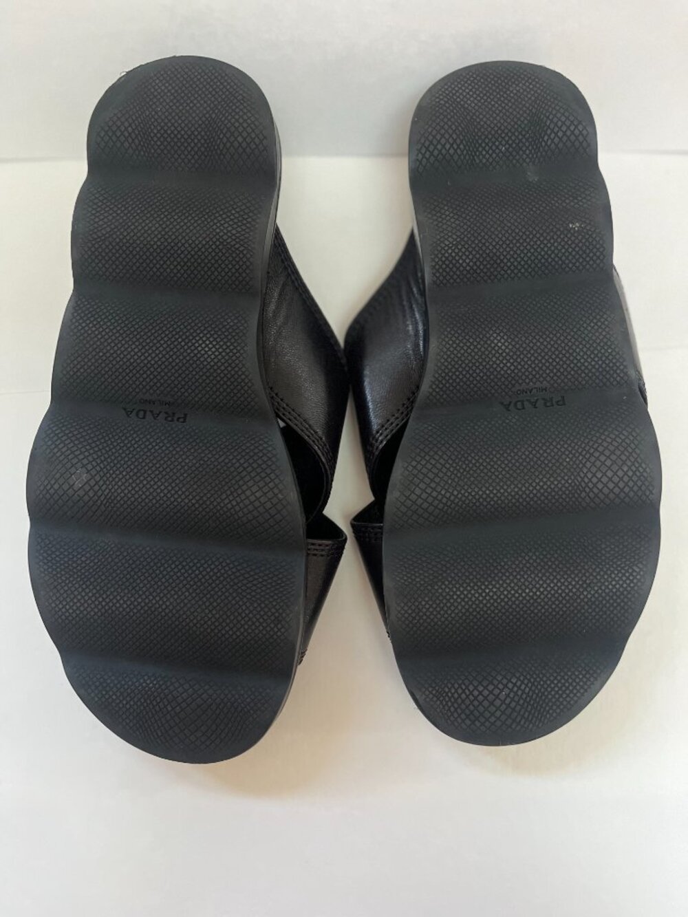 Prada Sport Linea Rossa black leather criss-cross slide sandals - Picture 4 of 4